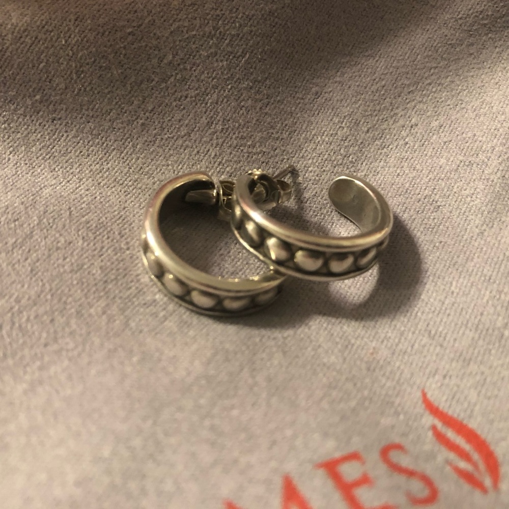 Retired James Avery Bead Ball Hoop Earrings Ster